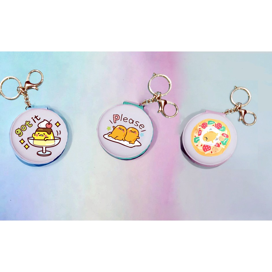 Gương gudetama 2 mặt GIK29 móc khoá gương trứng lười in hình hoạt hình cute dễ thương