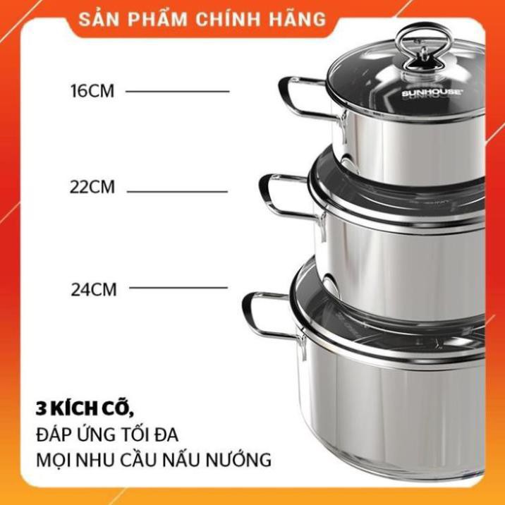 Bộ nồi inox 3 đáy Sunhouse SH888