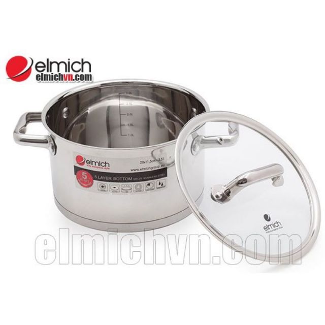 BỘ NỒI ELMICH 4 CHIẾC INOX 304 ĐÁY 5 LỚP NHẬP KHẨU SÉC