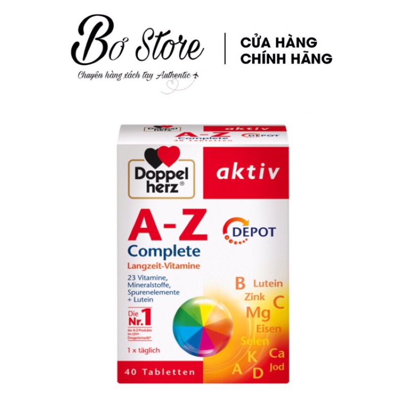 Viên uống bổ sung vitamin khoáng chất tổng hợp Doppelherz Aktiv A-Z Depot giúp tăng cường sức khoẻ, 40v