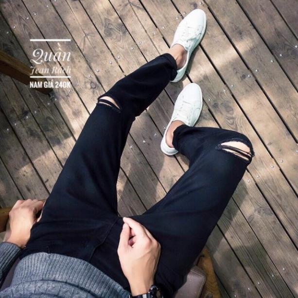 Quần jean nam rách gối cao câp Đẹp