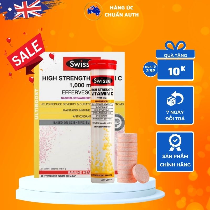 Viên sủi Vitamin C của Úc Swisse Ultiboost High Strength Vitamin C 20 viên