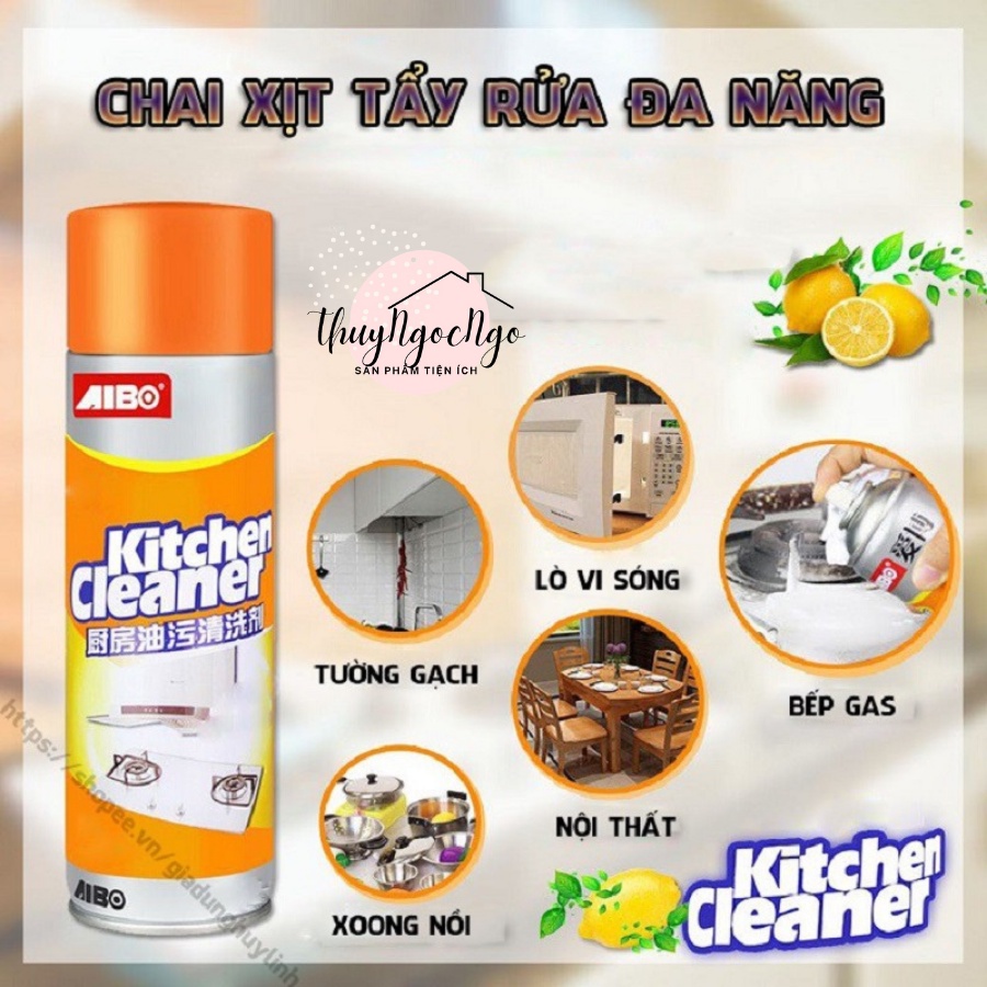 Bình xịt tẩy rửa bếp 500ml, máy hút mùi, lò nướng AIBO chính hãng