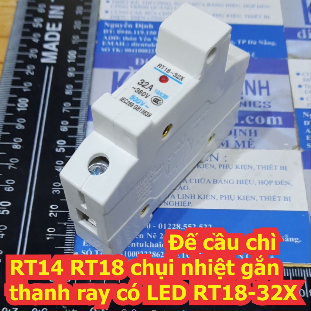 2 cái Giá đỡ cầu chì Đế cầu chì RT14 RT18 chụi nhiệt gắn thanh ray có LED RT18-32X kde7494