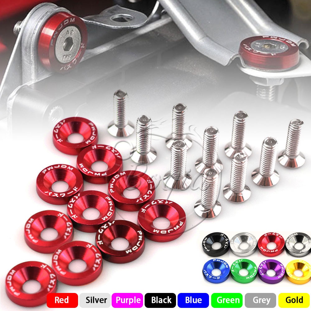 Bộ 10-Pack M6 JDM Phong Cách Máy Giặt Nhôm Và Fender Vít Dành Cho Xe Honda Civic Integra