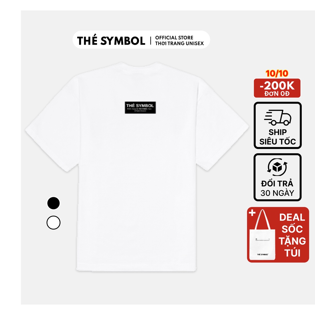 Áo thun tay lỡ unisex THE SYMBOL Logo Tee/ Đen trắng form rộng nam nữ, Áo phông Local Brand chính hãng