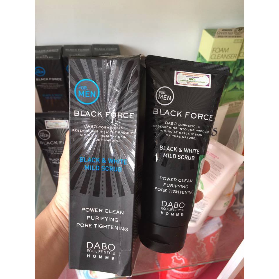 Sữa Rửa Mặt Nam Trắng Da, Sạch Mụn Dabo Black Force Men Kiềm Dầu Hiệu Quả Hàn Quốc 120ml - Hàng Chính Hãng