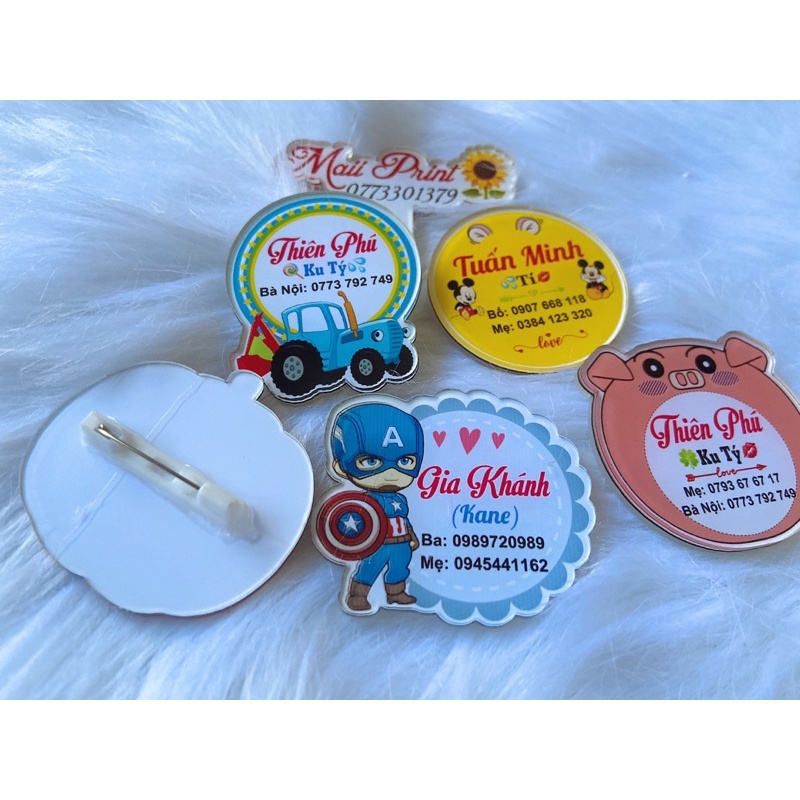 HUY HIỆU MICA GHIM CÀI BALO CHO BÉ