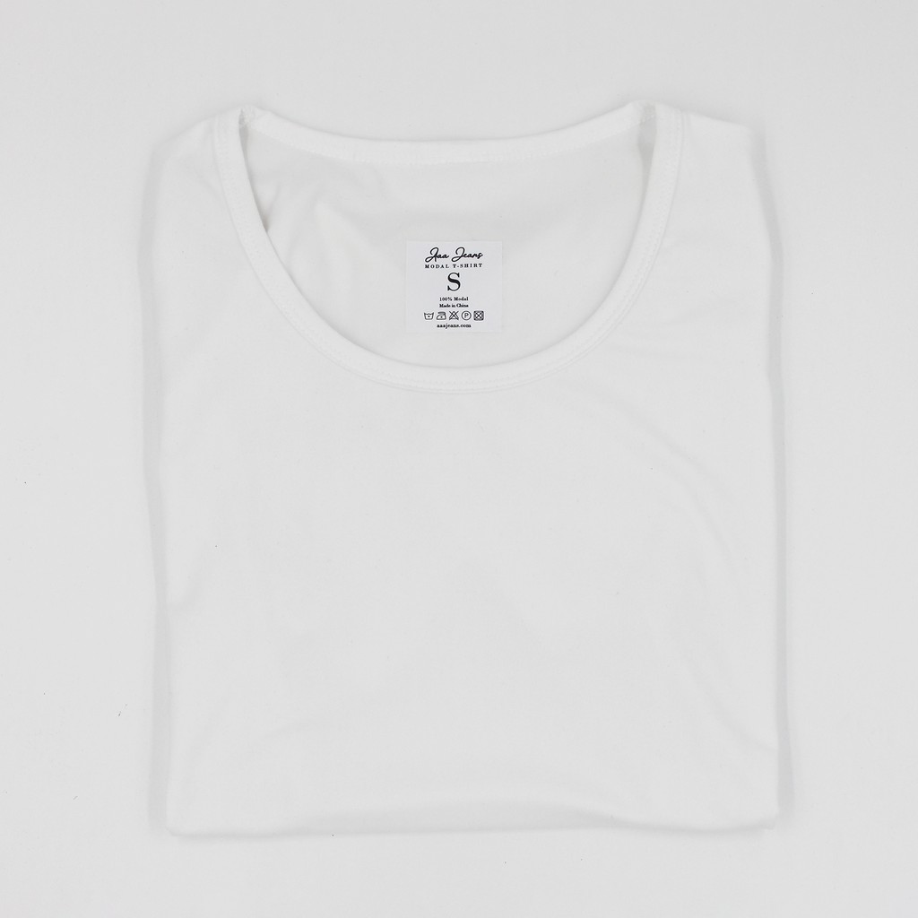 Áo Thun Nữ Trắng Tay Ngắn Cổ Tròn Aaa Jeans Vải Modal Gỗ Sồi | BigBuy360 - bigbuy360.vn