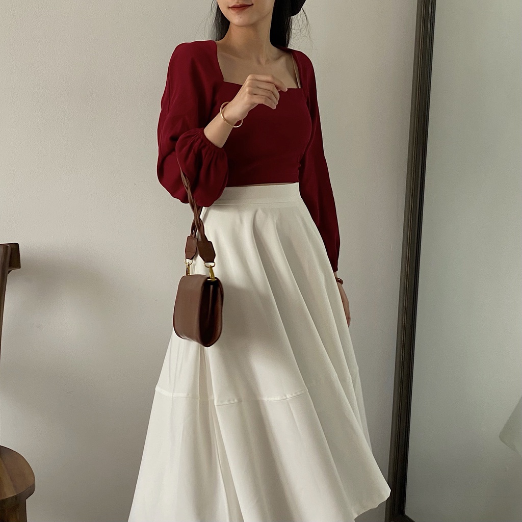 ÁO CROP CỔ VUÔNG TAY DÀI_AV1068