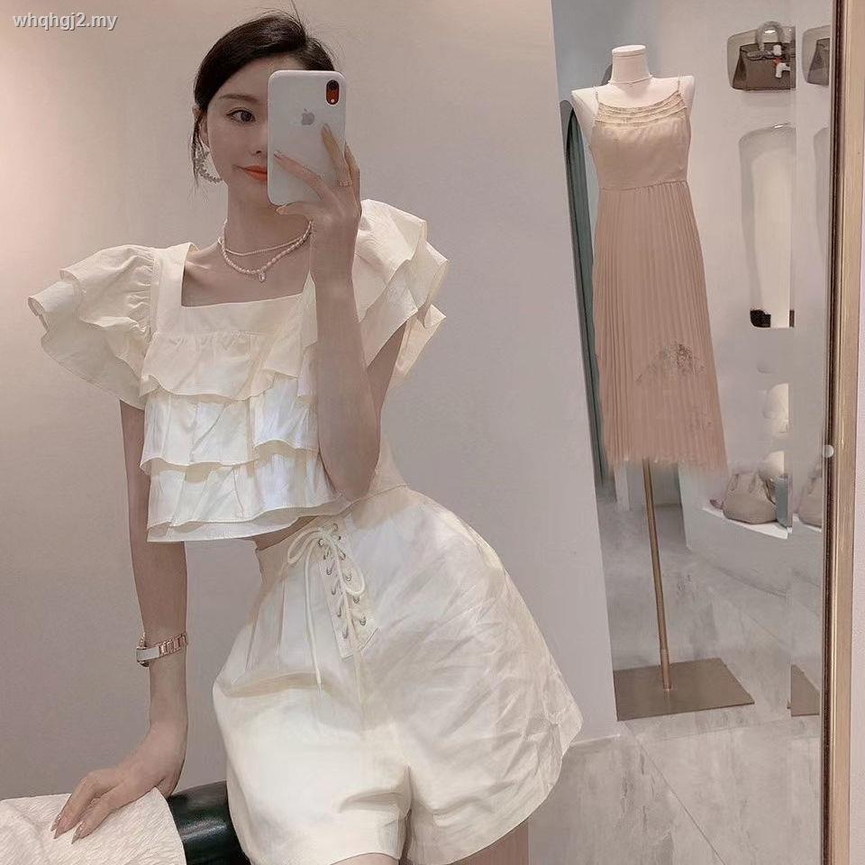 Bộ Đồ Hai Mảnh Áo + Quần Ngắn Có Thể Gấp Lại Thời Trang Đường Phố Dành Cho Nữ 2022