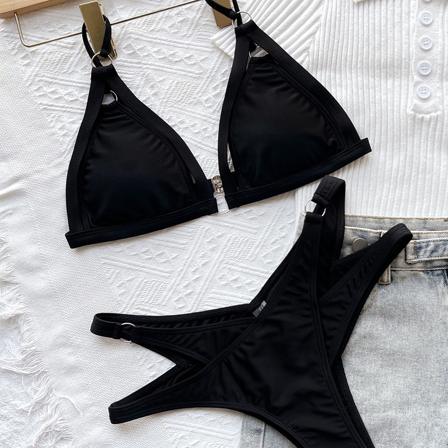 Bikini 2 Mảnh Xẻ Tà Màu Đen Gợi Cảm