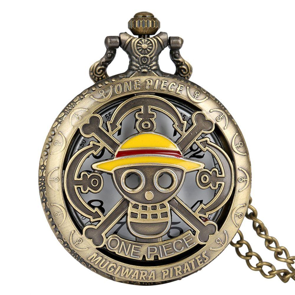 Đồng Hồ Quả Quýt Chạm Khắc Hình Đầu Lâu Luffy Phong Cách Steampunk Vintage Độc Đáo Thời Trang