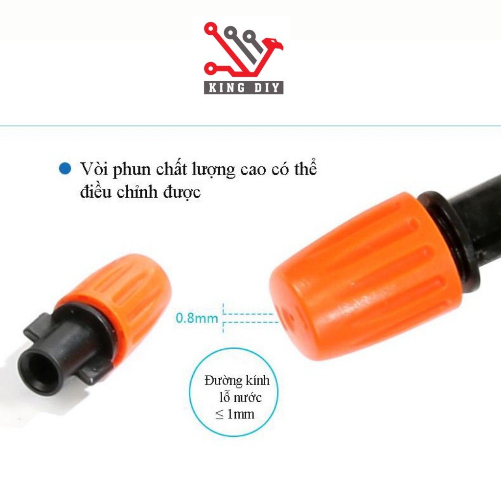 Béc phun sương 1 hướng nhựa cam nhỏ giọt kèm T nối ống 8mm