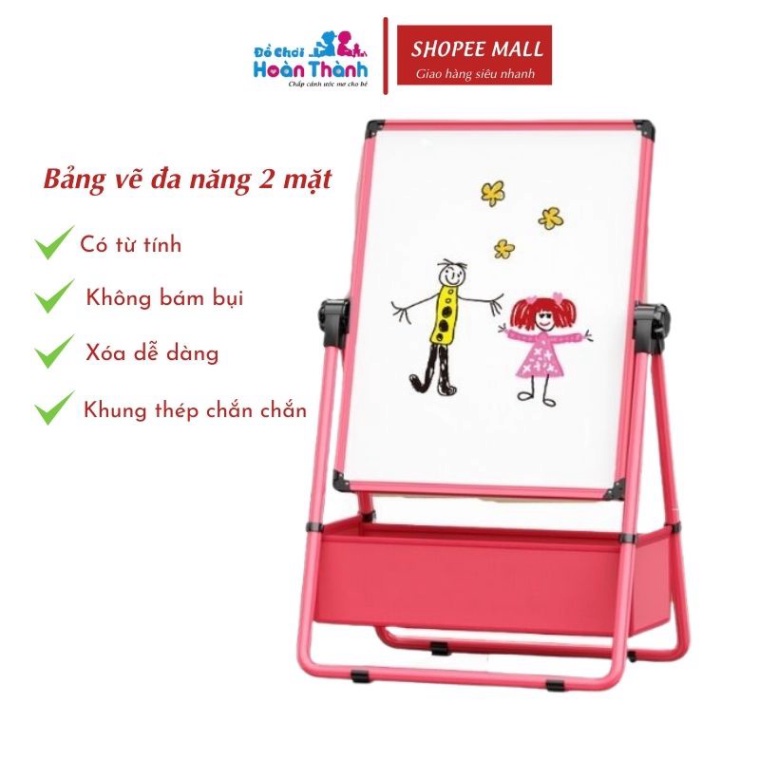 Bảng vẽ trẻ em hai mặt có từ tính, xoá dễ dàng, không bám bụi,phù hơp cho bé từ 2-6 tuổi