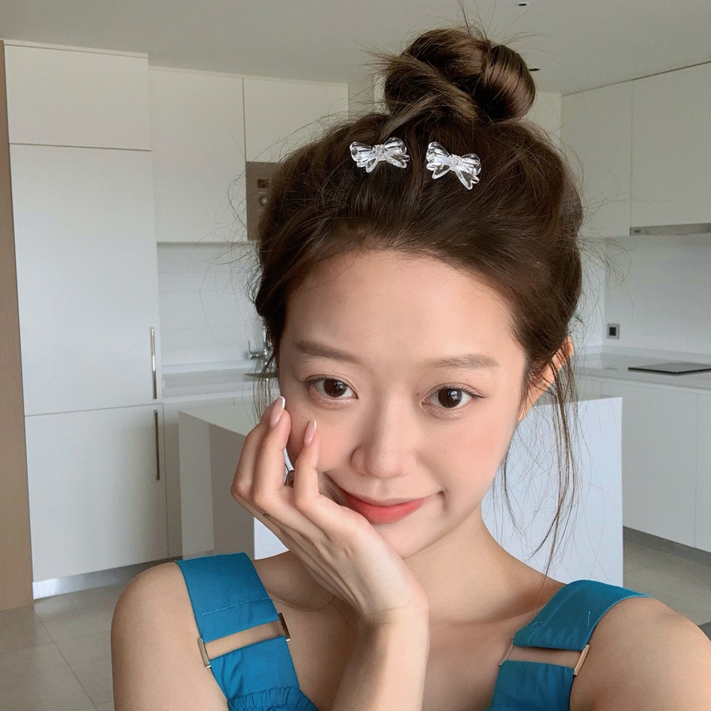 Kẹp tóc mỏ vịt đính một nơ/ hai nơ tuỳ chọn thiết kế đơn giản dễ thương cho nữ