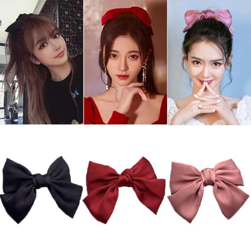 Kẹp Tóc Hình Nơ Vải Satin Phong Cách Lolita