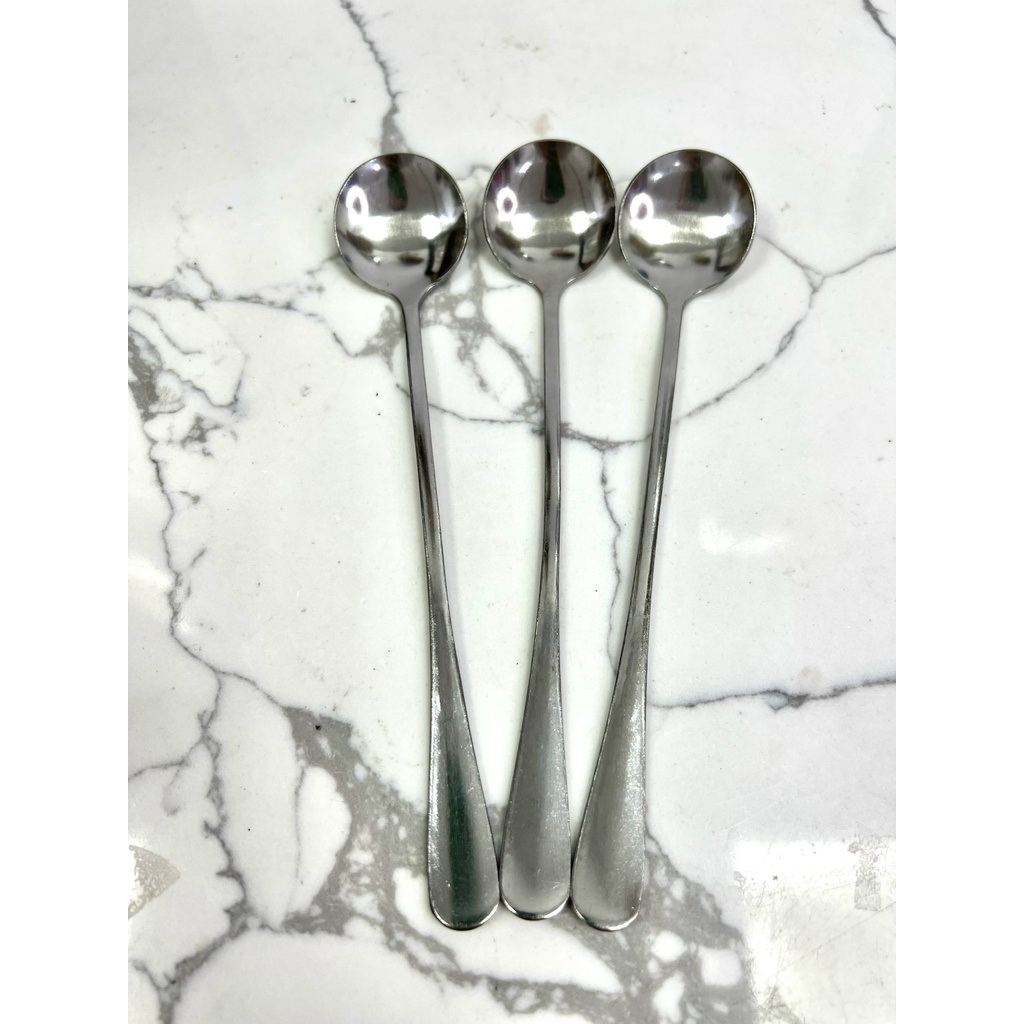 Bộ thìa muỗng inox cán dài đầu tròn 100% inox Sài Gòn 01 sáng bóng đẹp cao cấp dày dặn dài 18,5cm