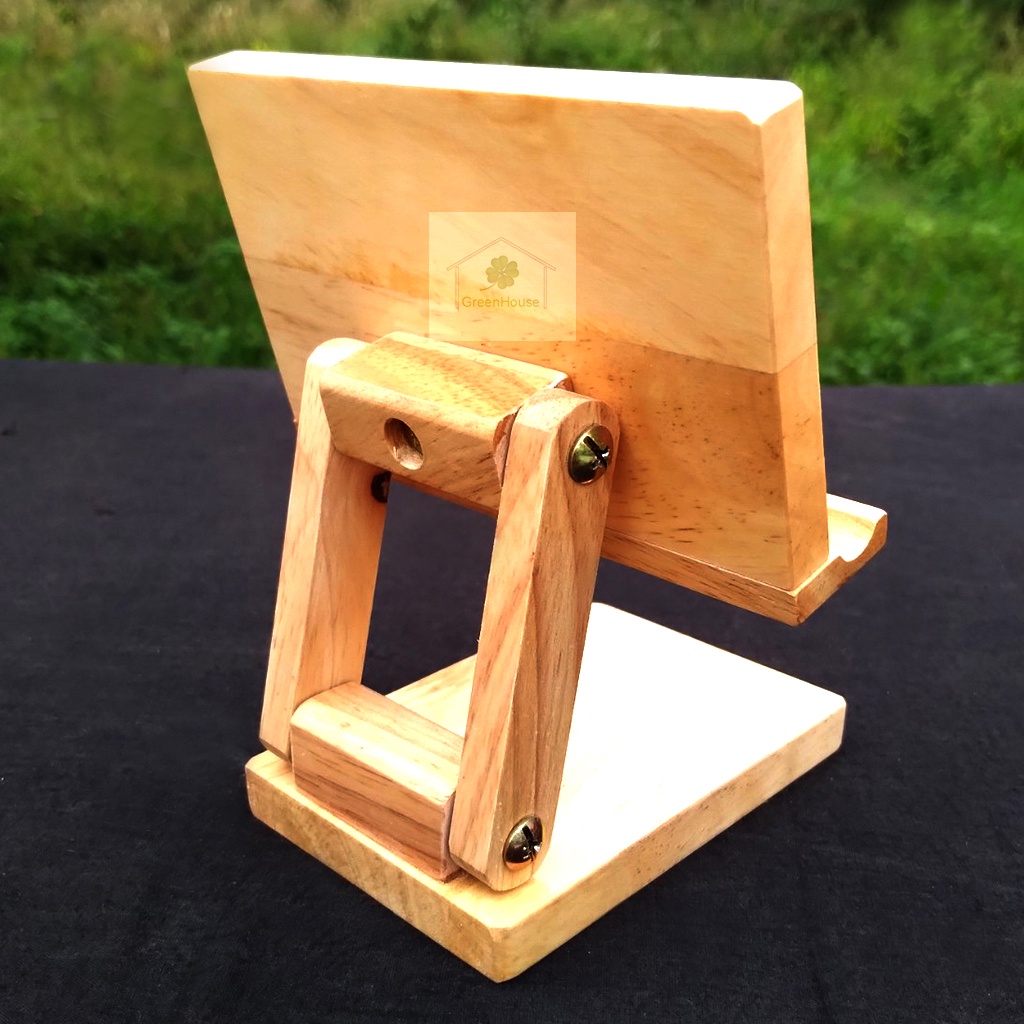 GIá đỡ điện thoại  - Ipad gỗ mặt trơn 12x10x14cm Greenhouse - Ngôi Nhà Xanh