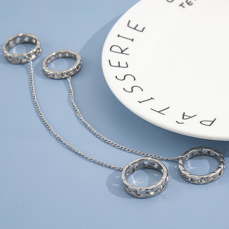 Set 2 Nhẫn Kim Loại Nhiều Màu Sắc Phong Cách Punk Cổ Điển