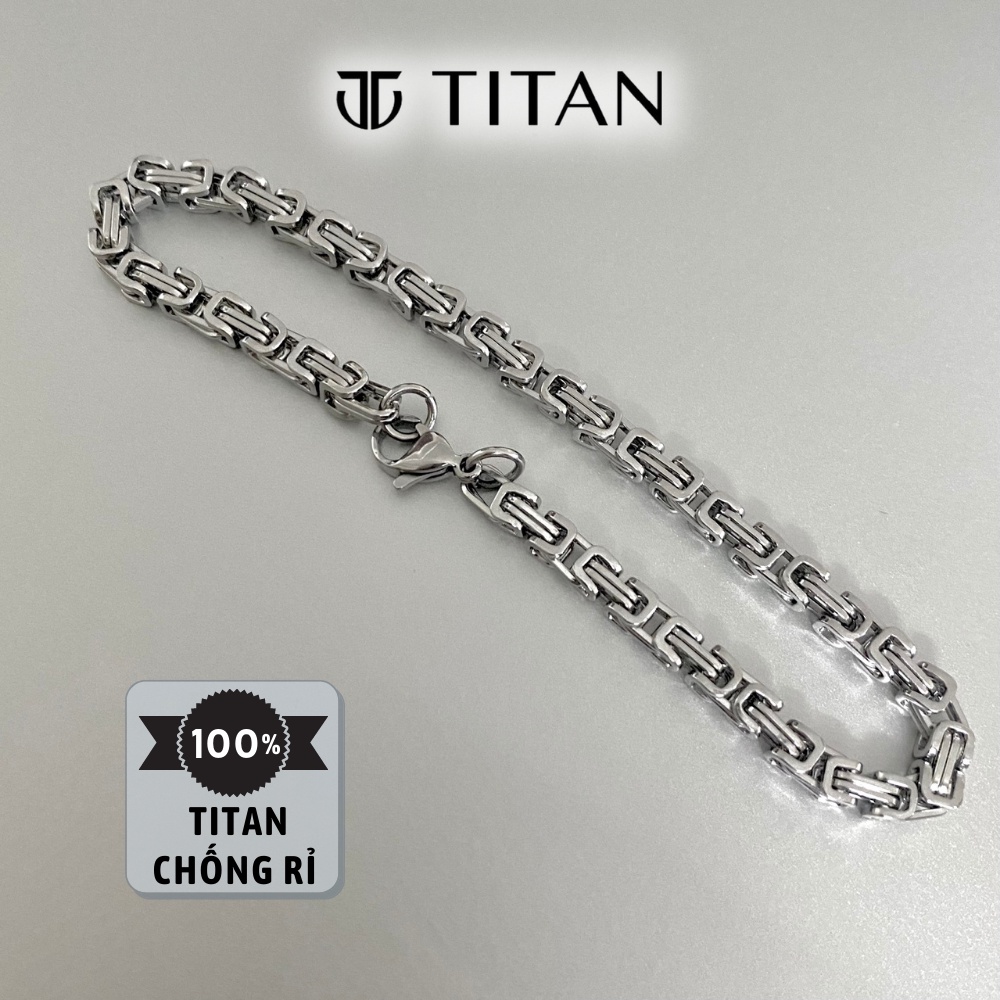Vòng tay nam sợi xích đan, lắc tay unisex thời trang cá tính hiphop màu bạc 925 không gỉ Titan Shop