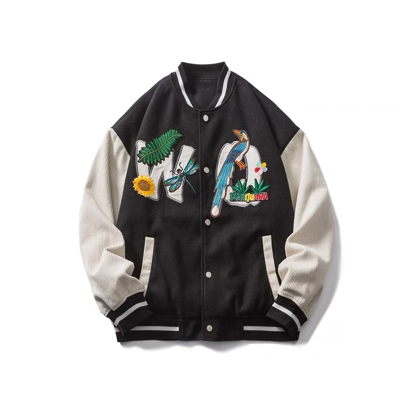 ÁO BOMBER KAKI THÊU W ( có hình chụp thât )
