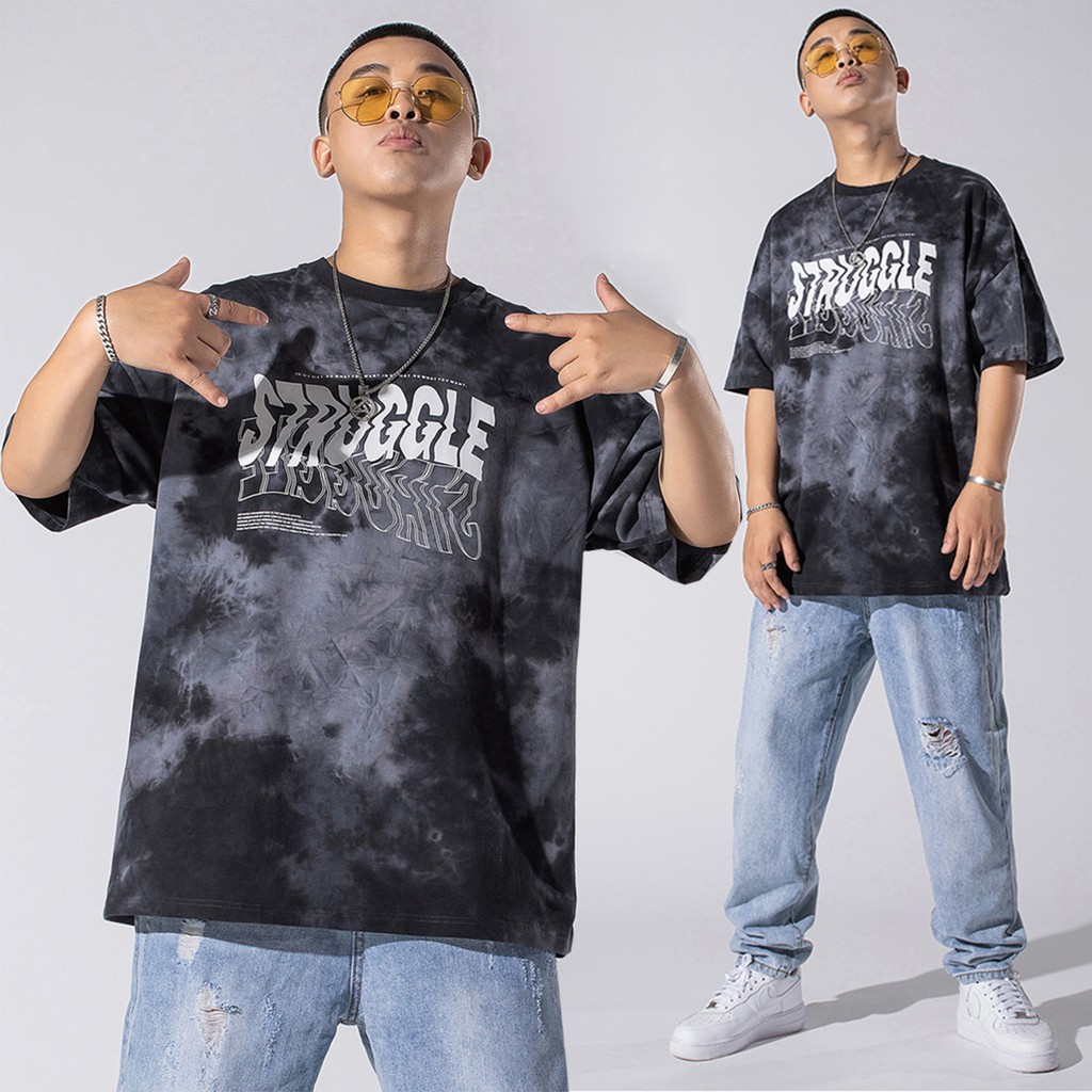 Áo Thun Nam Ngắn Tay STRUGGLE In Hình Loang Vân Đá Cá Tính Style Hàn Quốc ZENKODLMEN AO TOP NAM 90000169