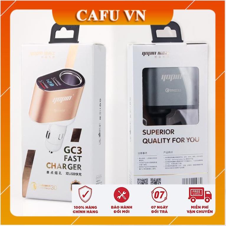 Chia tẩu sạc nhanh Yopin chia 1 tẩu 2 USB tích hợp sạc nhanh QC 3.0 - 2.4A - CAFU VN