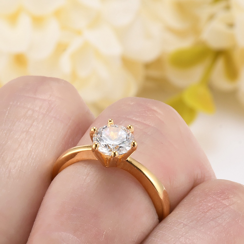 Nhẫn Đính Hôn Cô Dâu Đính Đá Zircon Trong Suốt