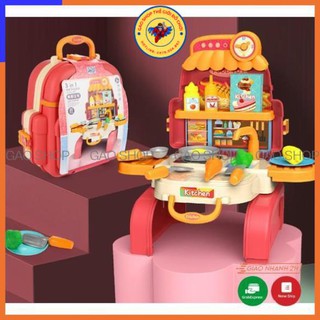 Đồ chơi nấu ăn 3in1, bộ 21 món cho bé tập làm đầu bếp, kiểu vali thuận tiện cho bé mang đi chơi dễ dàng