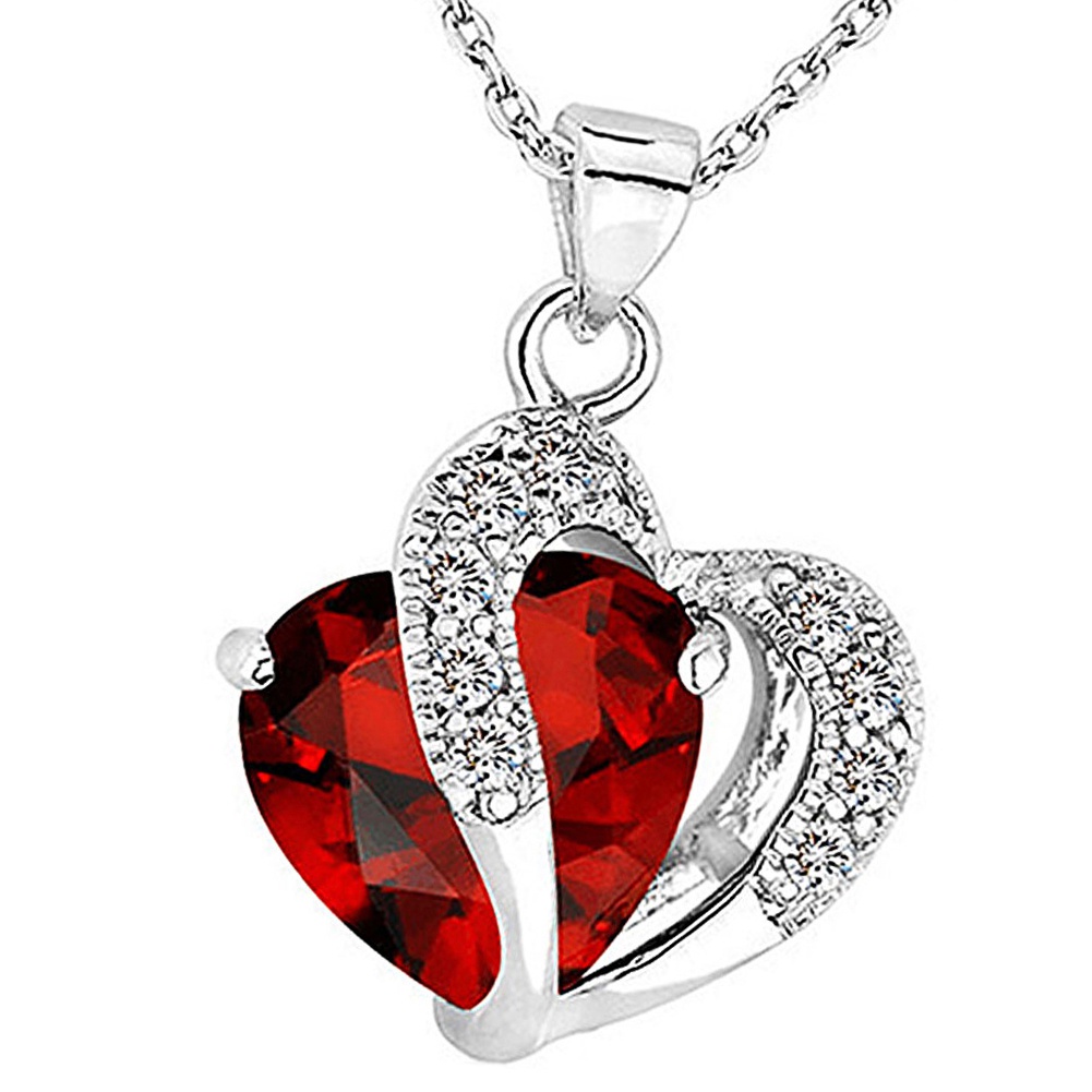 Dây chuyền hợp kim mặt hình trái tim khảm đá màu thanh lịch cho nữ