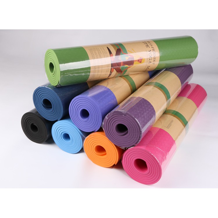 Thảm yoga siêu dày dặn 8mm TPE tặng túi đựng và dây buộc thảm