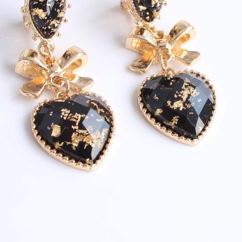 Khuyên tai kim loại tráng resin dáng thả hình nơ xinh xắn cho nữ