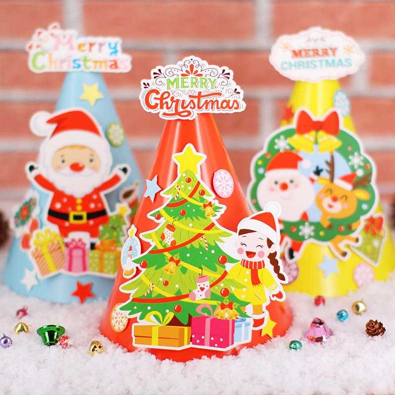 Mũ Giấy Noel Tự Trang Trí