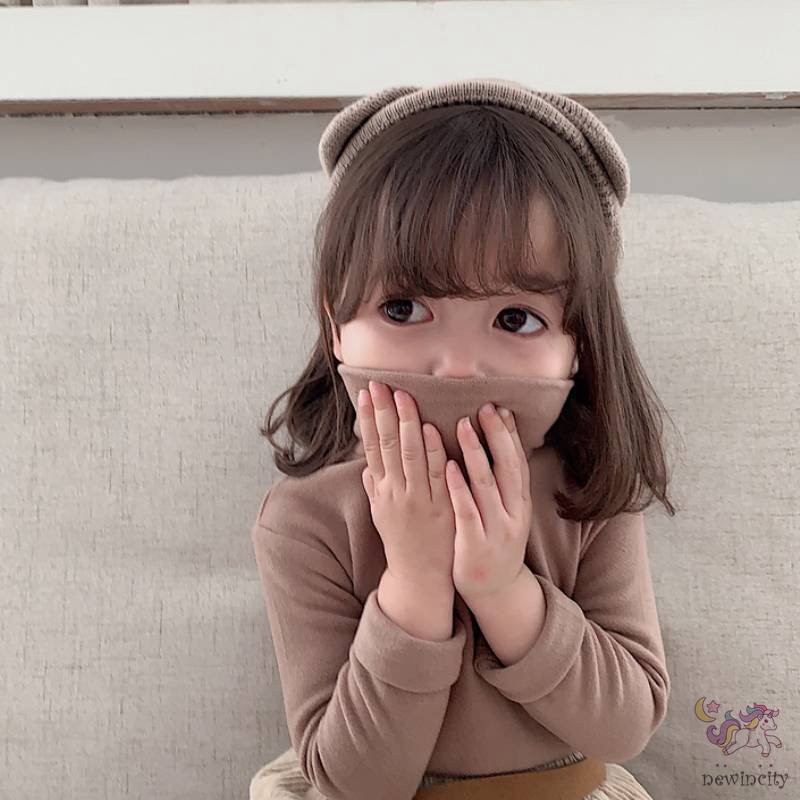 Áo Kiểu Hàn Quốc Cổ Cao Ấm Áp Thời Trang Mùa Đông Cho Bé Gái
