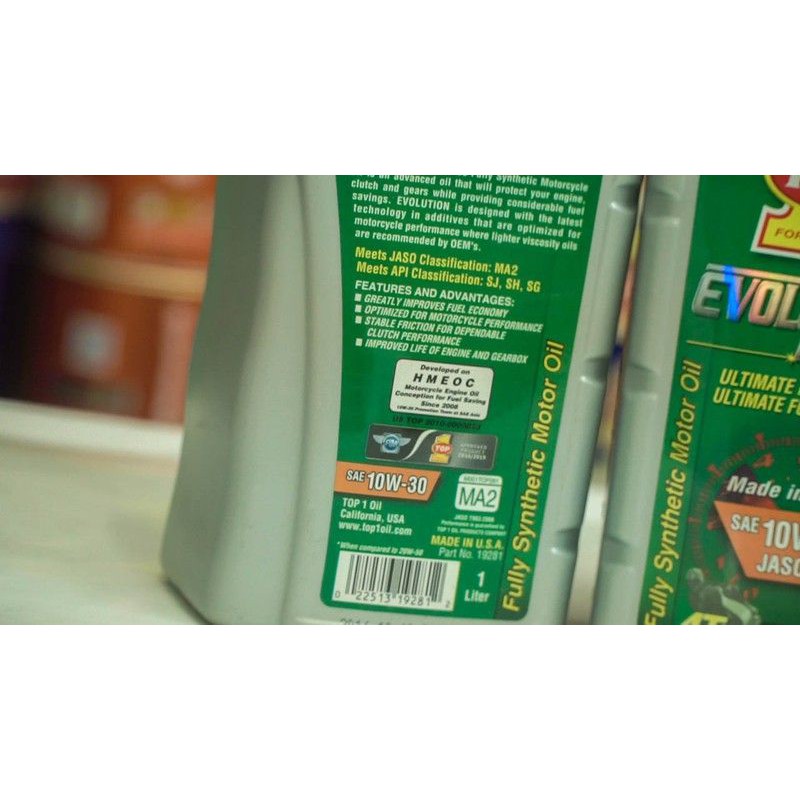 NHỚT tổng hợp 100% TOP 1 Fully Evolution 10W30 SL 1Lít motorbiker MA2, L toàn phần top1 full synthetic
