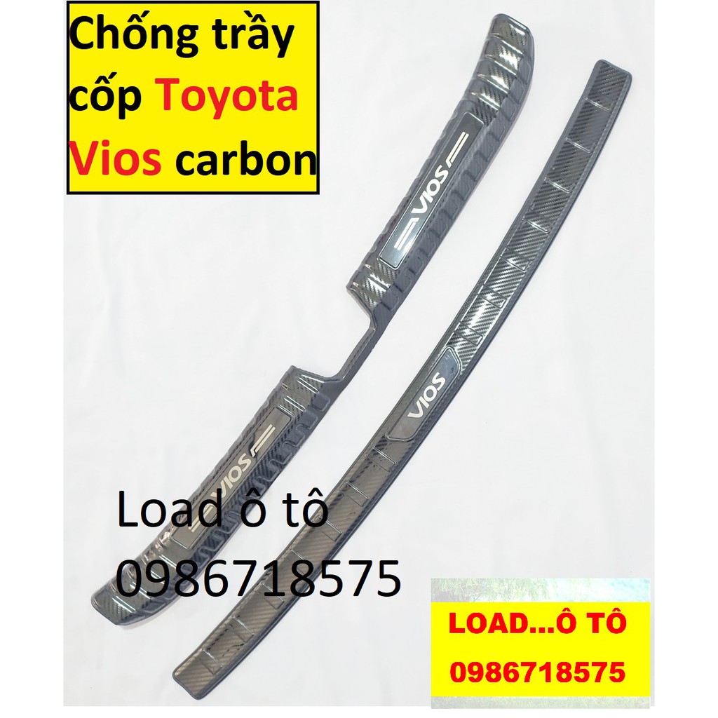 Ốp Bậc Cửa, Nẹp Bước Chân, Cốp Xe Toyota Vios 2019-2021 Vân Carbon Cao Cấp