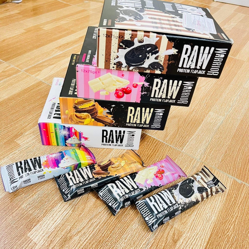 WARRIOR PROTEIN RAW, BÁNH PROTEIN NHIỀU CHẤT XƠ FIBER, PROTEIN, ÍT BÉO, BỔ SUNG NĂNG LƯỢNG TRƯỚC VÀ SAU TẬP