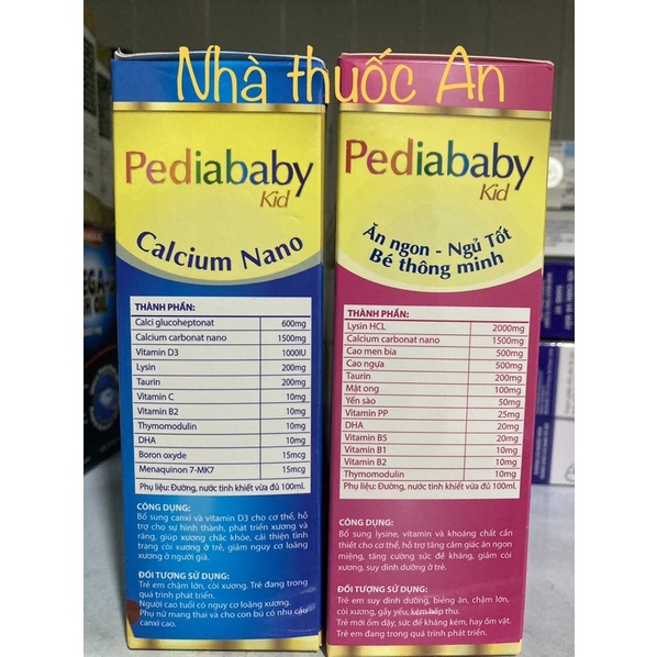 Pediababy hỗ trợ bé ăn ngủ ngon bổ sung canxi phát triển trí tuệ