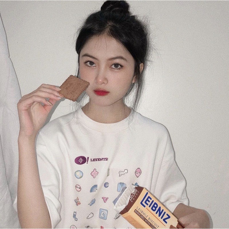 Áo LEVENTS INTERNET LOVE PIXEL , Tee Thun Local Brand Levent Tay Lỡ Form Rộng Unisex Nam Nữ Freesize Full Tag TUN SHOP