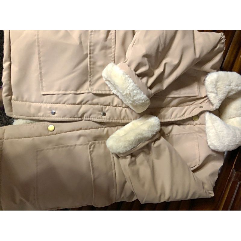 Áo khoác thô kaki lót lông mềm mịn cho bé trai và bé gái