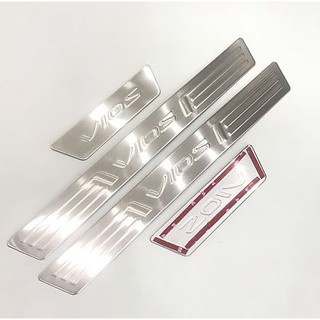 Bộ ốp bậc chân trong + ngoài xe Toyota Vios 2019 - 2021, chất liệu inox