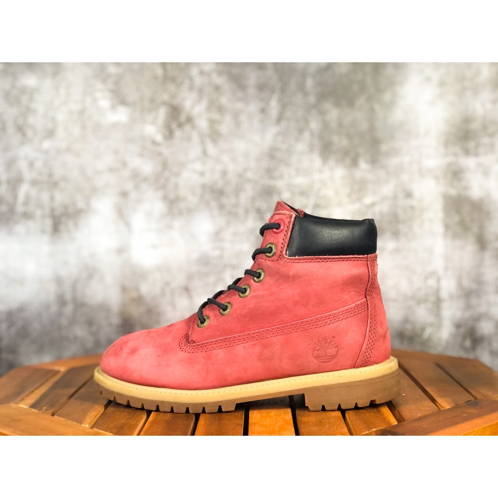 (SIZE 37.5) Giày chính hãng 2hand TIMBERLAND 6 INCH PREMIUM RED LACE UP WATERPROOF LEATHER BOOTS