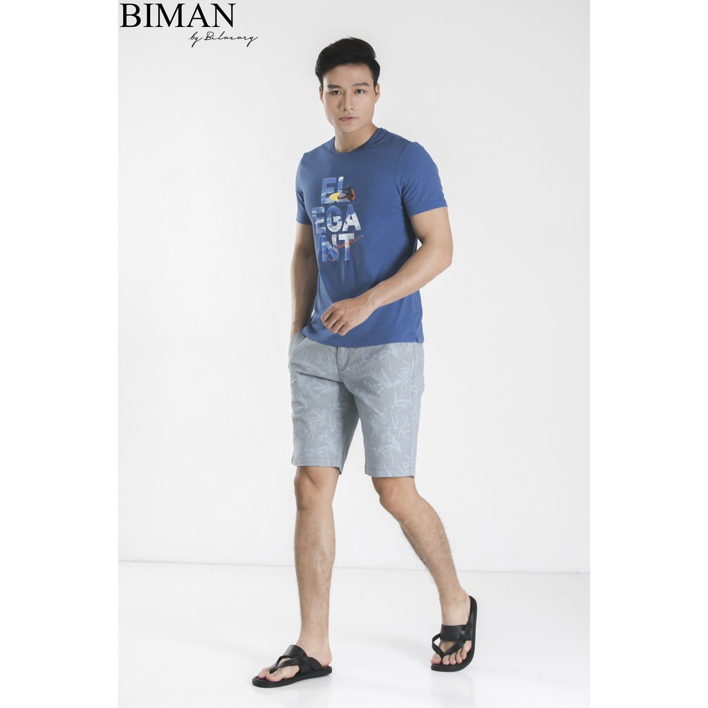 Áo Thun Nam Hoạ Tiết Màu Xanh Đậm Biman - 006XDM