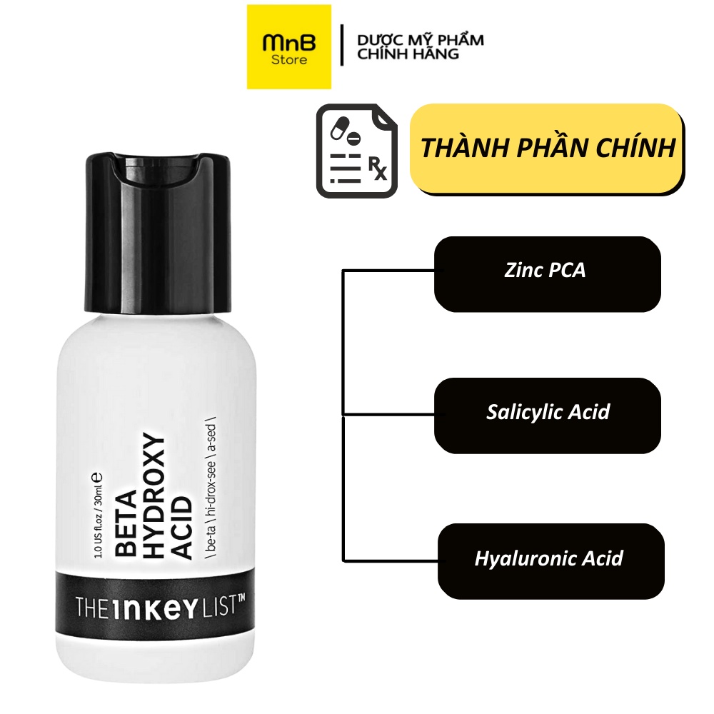 BHA The Inkey List 2% tinh chất tẩy tế bào chết se khít lông giảm mụn đầu đen 30ml