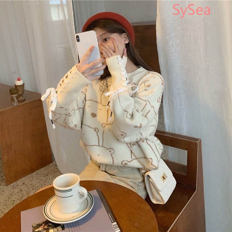 Áo sweater tay dài dáng rộng phong cách Hàn Quốc thời trang mùa đông dành cho nữ