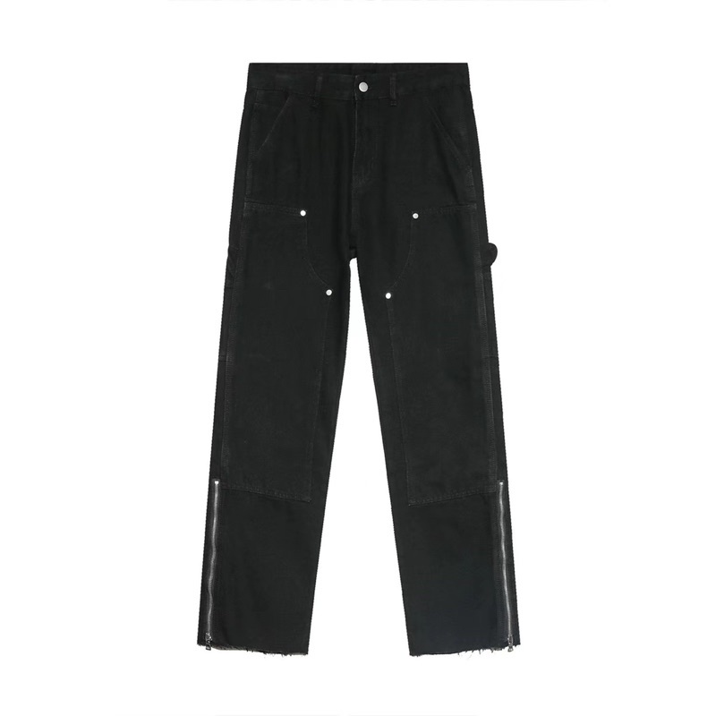 Quần jeans double knee chi tiết zip dáng loe xả lai BROKEBOIZ