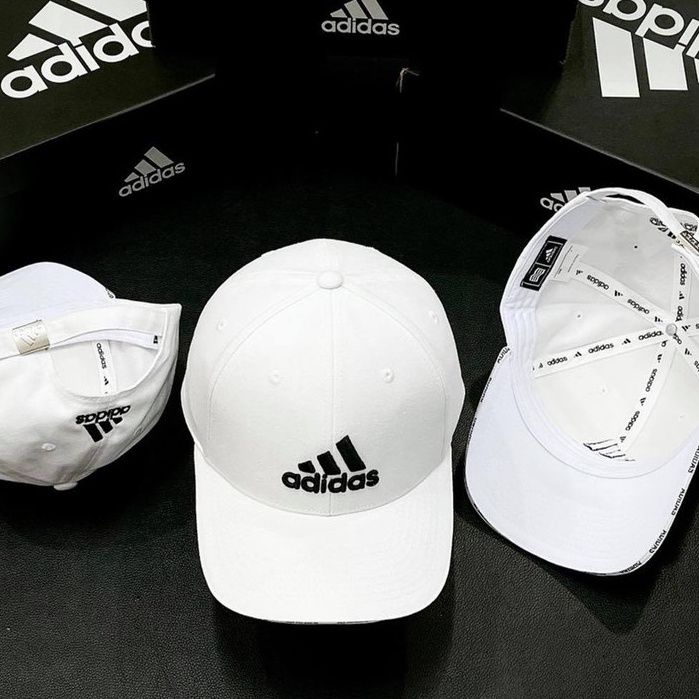 Mũ lưỡi trai logo Adidas chất vải cotton Hàn Quốc cao cấp, nón kết Unissex màu đen trắng logo thêu nổi 3D