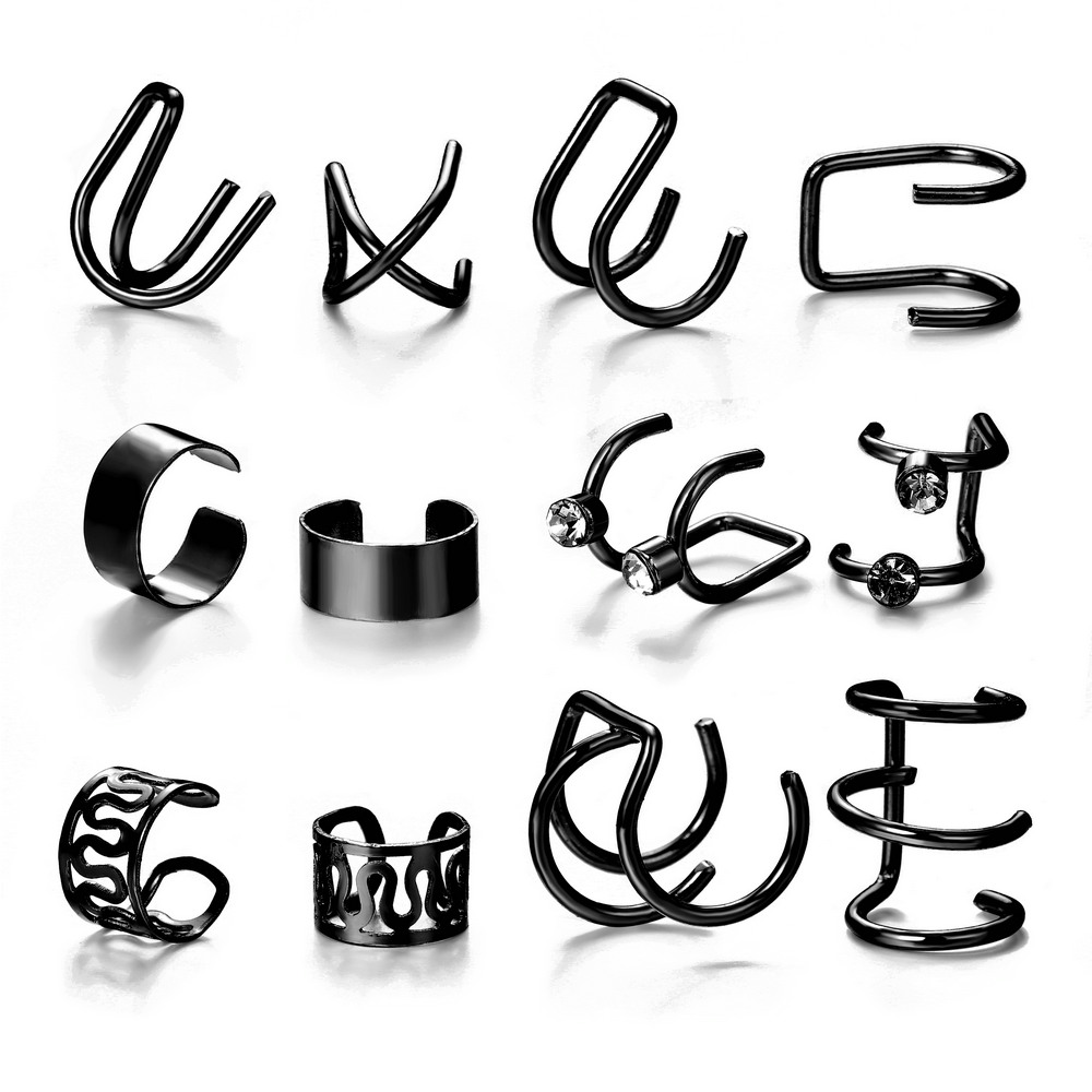 Set 12 khuyên kẹp tai DODDER bằng kim loại có thể điều chỉnh thời trang cá tính cho nữ