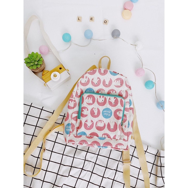 Balo mini vải bố hoạ tiết siêu cưng